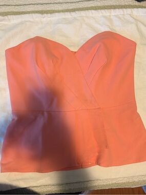 White House Black Market Coral Strapless Peplum Bustier